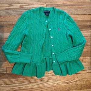Ralph Lauren Green Peplum Cabled Cardigan Small 7